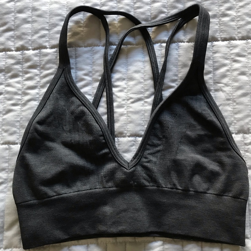 Lululemon Sports Bra- Seamlessly Plunge Bra in Heathered Black